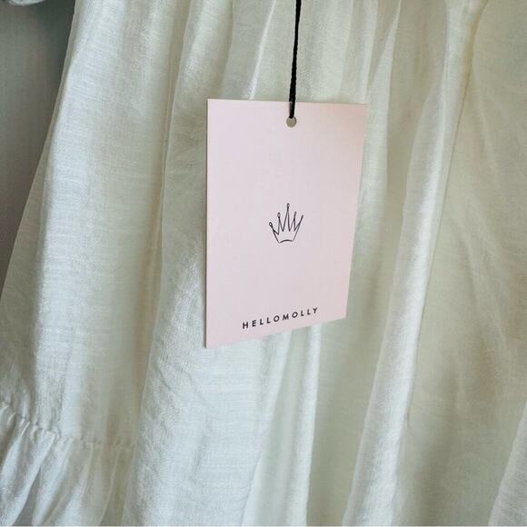 🆕 Hello Molly This is Espionage milk maid boho style mini dress white sz S/4 - Picture 8 of 14